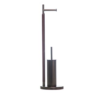 Suporte Rolo de Pé Metal / Madeira, com escova Wc